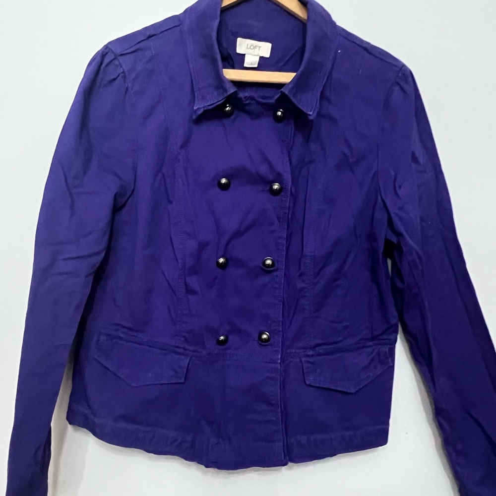LOFT Vibrant Purple Double-Breasted Pea Coat